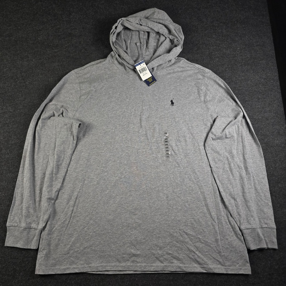 Polo Ralph Lauren Grey Heather Lightweight Hoodie Cotton Jersey Men's XXL NWT - Picture 2 of 13